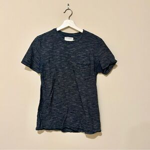 Everlane Shirt Navy Blue Striped Women's Small Short Sleeve Crew Neck Pocket Tee